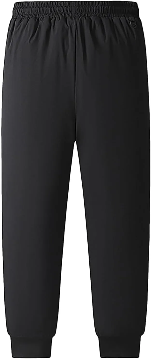 2 Pack Fleece Lined Sweatpants for Men - ZHIFANXN Joggers with Pockets High Waisted Thermal Winter Warm Pants for Snow