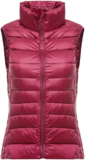 2024 Temperament Simple Solid Quilted Puffer Coat for Womens Sleeveless Zip Up Down Coat Comfy Warm Slim Down Jacket