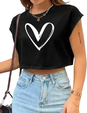 Avanova Women Oversized Batwing Boxy Tee Shirt Crewneck Loose Short Sleeve Crop Top