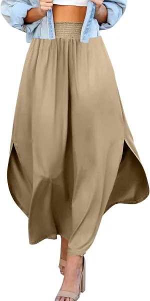 Boho Floral Maxi Skirt Elastic High Waist Tiered Pleated Flowy Long Women Summer Casual Beach Skirt