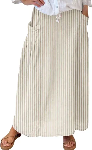 Boho Floral Maxi Skirts Women Elastic High Waist Tiered Pleated Flowy Long Summer Casual Beach Skirt