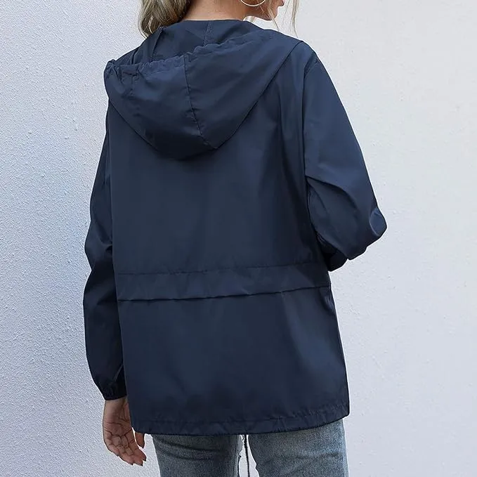 Cdiecer Rain Coats For Women Waterproof Spring Jacket Rain Jackets With Hood Adjustable Windbreaker Travel Raincoats