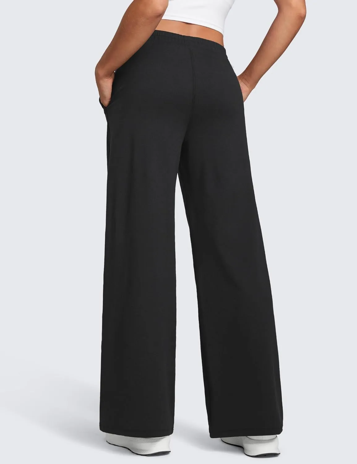 CRZ YOGA Cloud Jersey Wide Leg Sweatpants Women 30" High Waisted Casual Lounge Pajama Travel Pants with Pockets