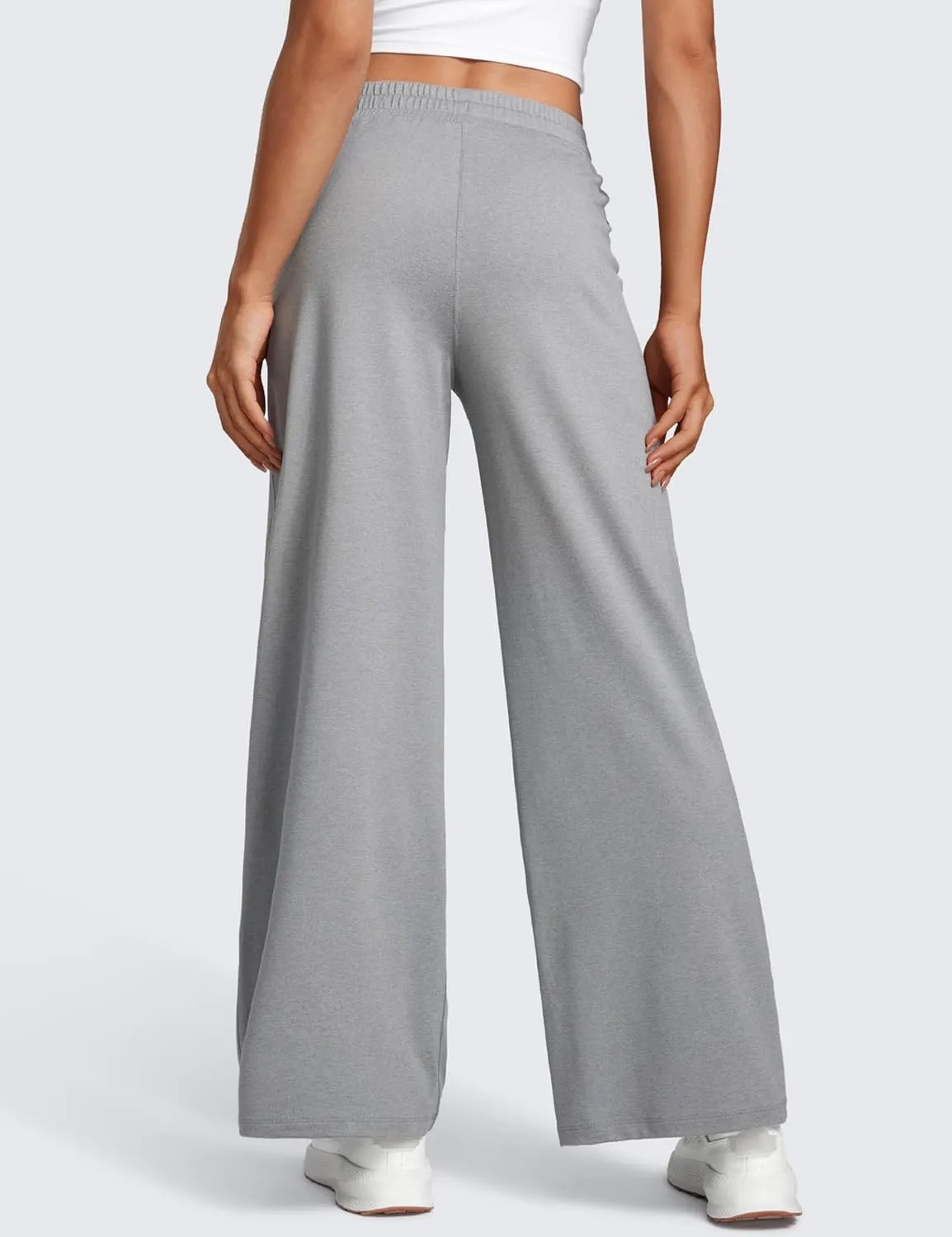CRZ YOGA Cloud Jersey Wide Leg Sweatpants Women 30" High Waisted Casual Lounge Pajama Travel Pants with Pockets