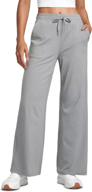 CRZ YOGA Cloud Jersey Wide Leg Sweatpants Women 30" High Waisted Casual Lounge Pajama Travel Pants with Pockets