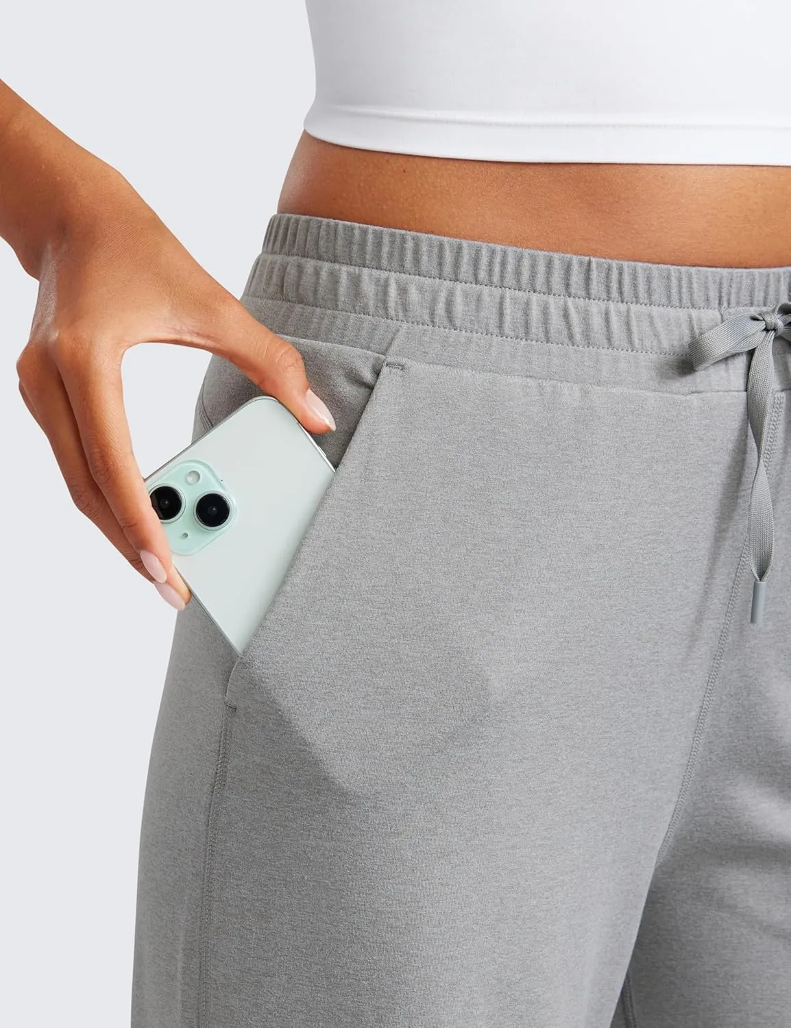 CRZ YOGA Cloud Jersey Wide Leg Sweatpants Women 30" High Waisted Casual Lounge Pajama Travel Pants with Pockets