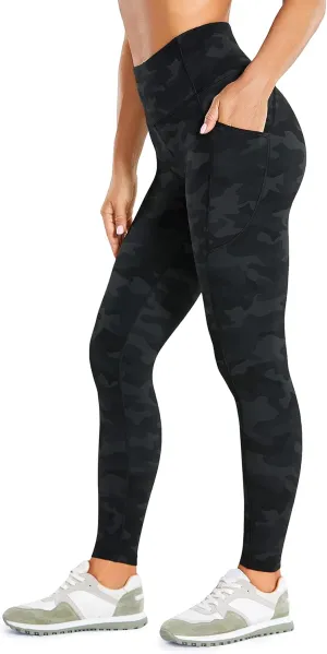 CRZ YOGA Womens Brushed Naked Feeling Workout Leggings 25" - High Waisted Gym Athletic Tummy Control Yoga Pants with Pockets
