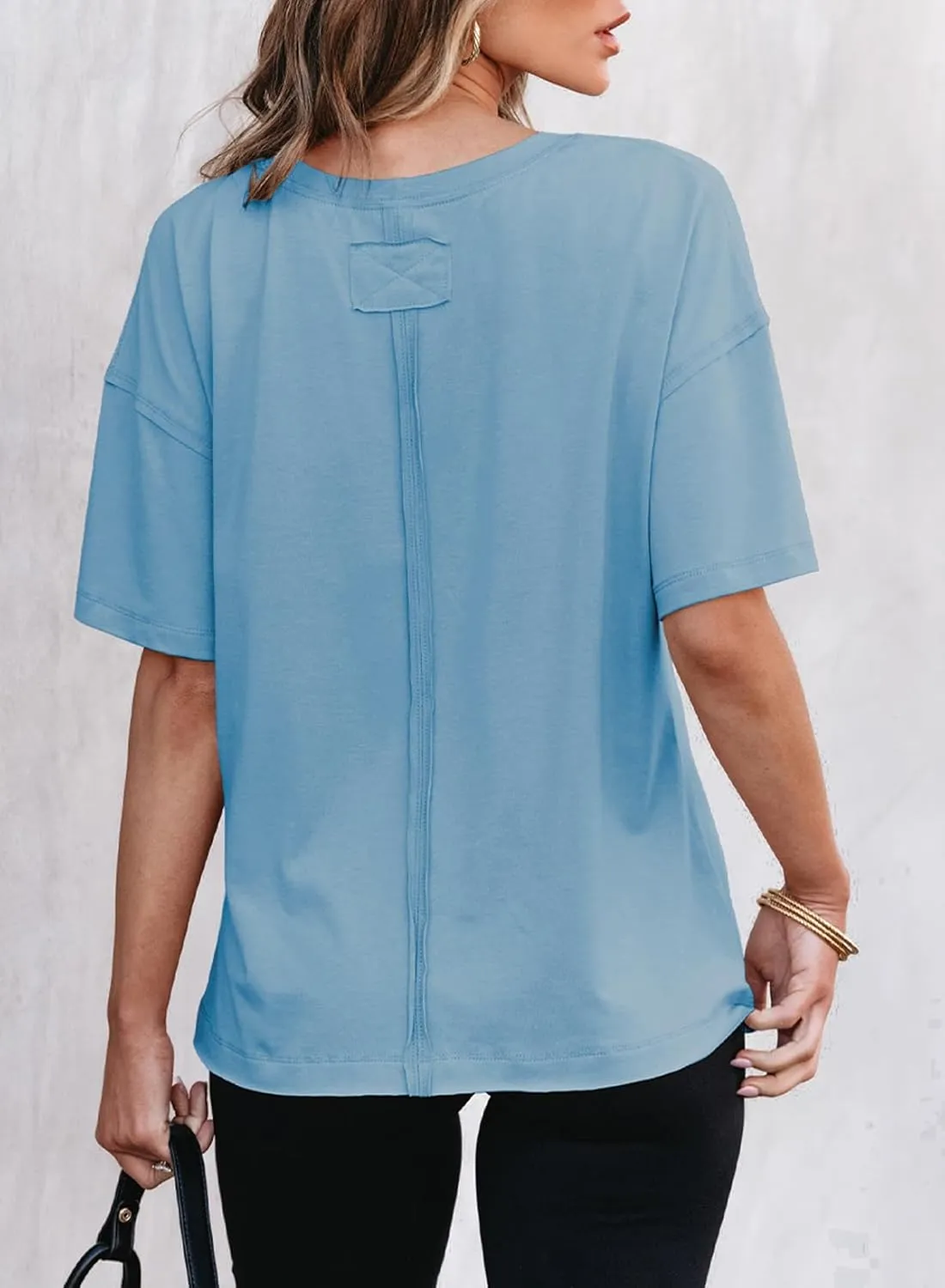 EVALESS Womens Fashion Summer Tops 2025 Crewneck Short Sleeve T Shirts