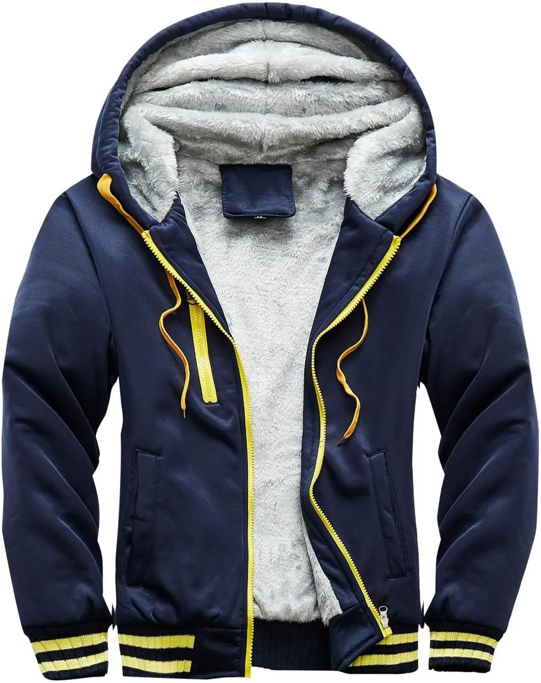 evzosrz Mens Hoodies Jacket Casual Winter Thick Sherpa Lined Fleece Jackets Full Zip Winter Baseball Sweatshirt Coat Outwear