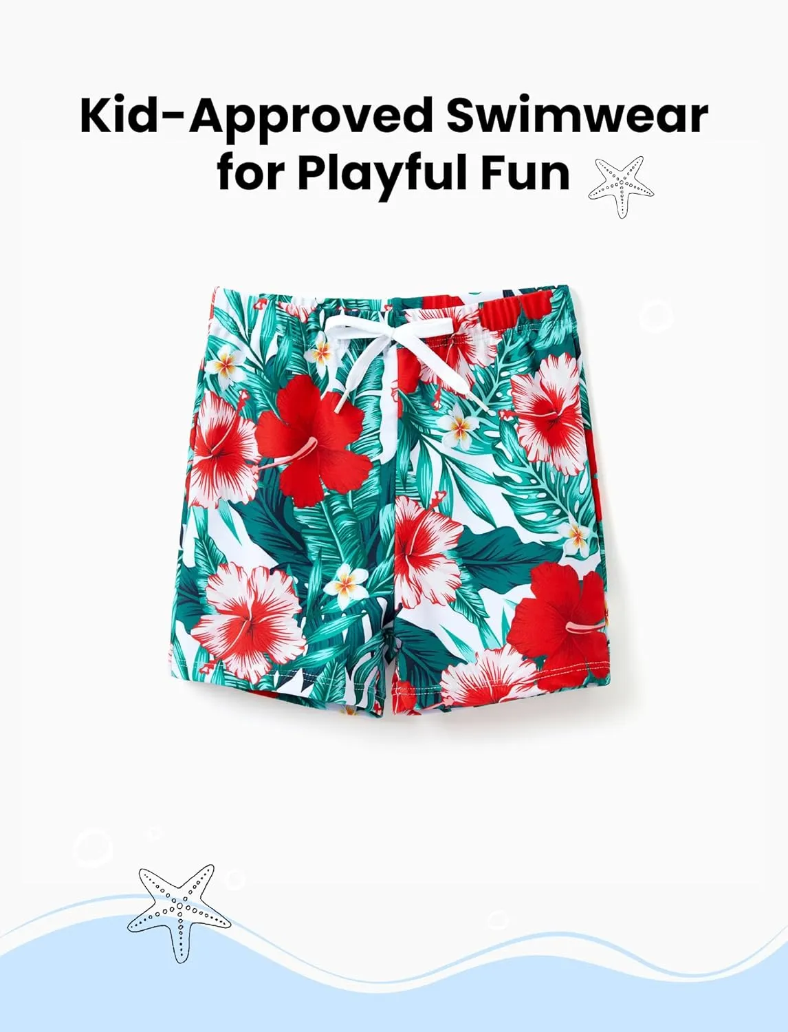 Family Matching Solid Scallop Trim Strappy Two-Piece Swimsuit and Allover Floral Print Swim Trunks Shorts