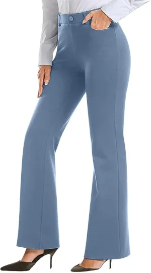 fanmpghleoo Bootcut Dress Pants for Women Stretchy Work Pants Business Casual High Waisted Slacks Dressy Flare Yoga Pants