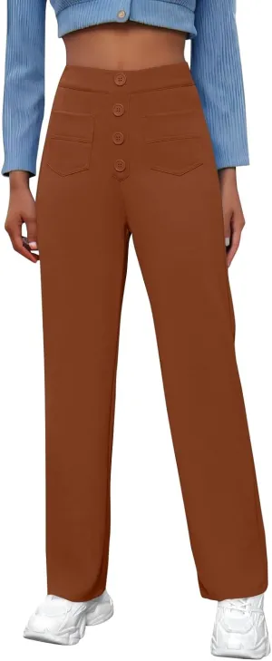 fanmpghleoo Flexi Pants for Women Over 50 Casual Plus Size Wide Leg Yoga Pants with Pockets Stretchy Baggy Cargo Pants Summer