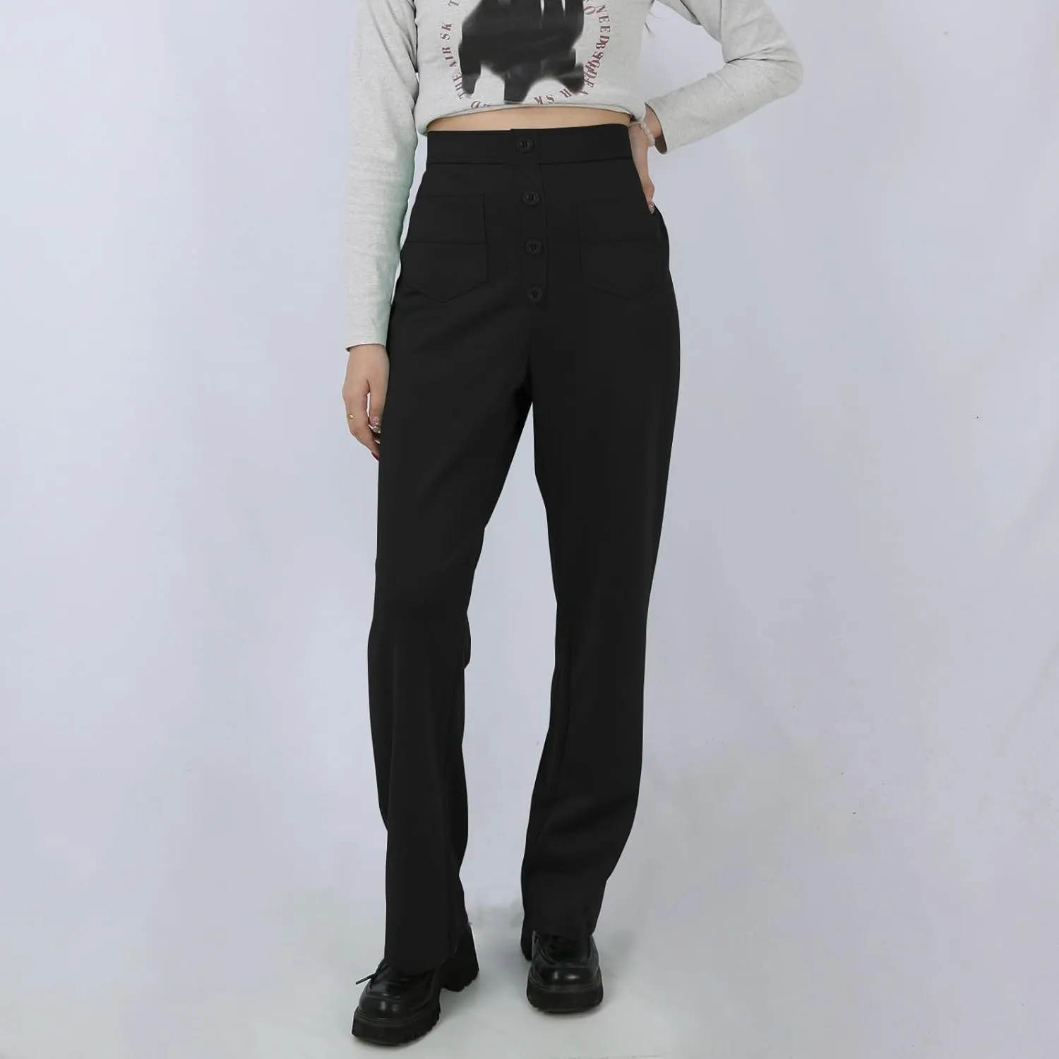 fanmpghleoo Flexipants - Women's Casual High Waist Stretch Pants High Waisted Pull On Work Pants Business Lounge Trousers