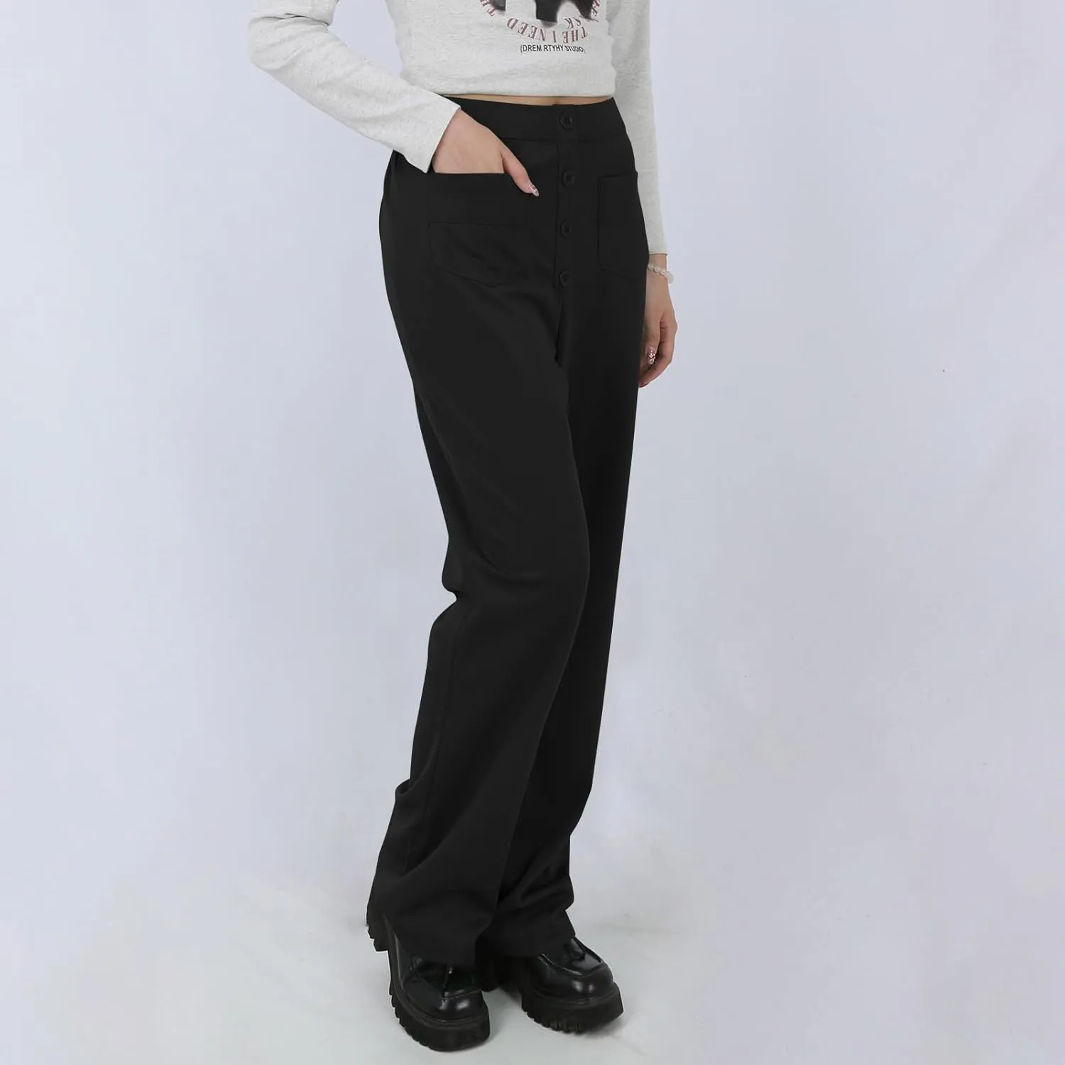 fanmpghleoo Flexipants - Women's Casual High Waist Stretch Pants High Waisted Pull On Work Pants Business Lounge Trousers