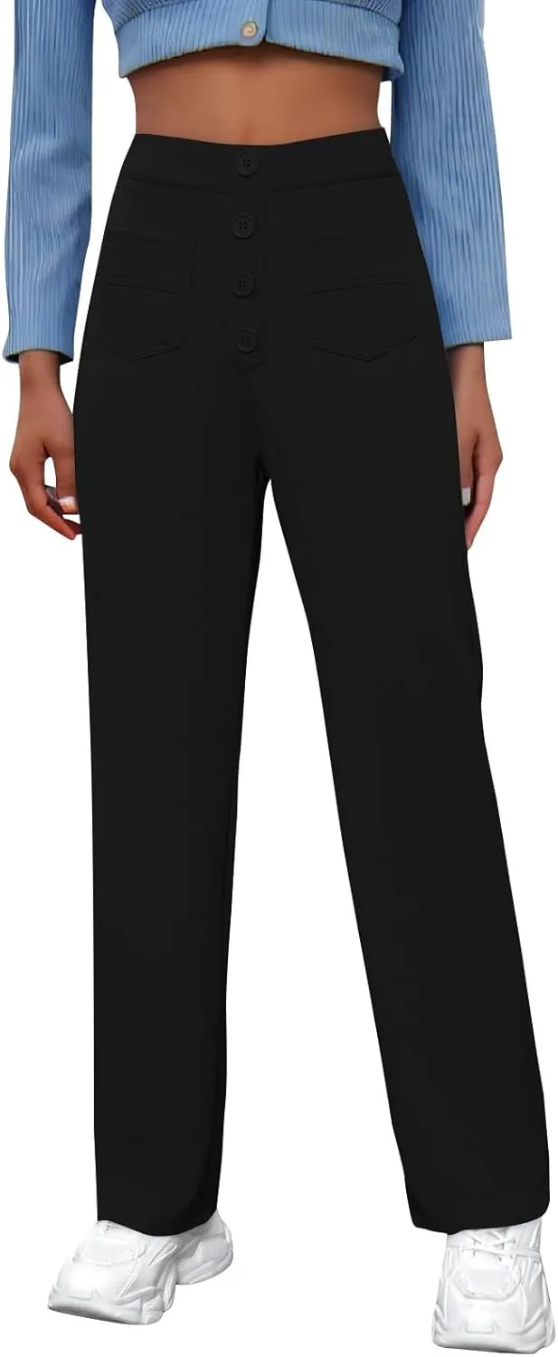 fanmpghleoo Flexipants - Women's Casual High Waist Stretch Pants High Waisted Pull On Work Pants Business Lounge Trousers