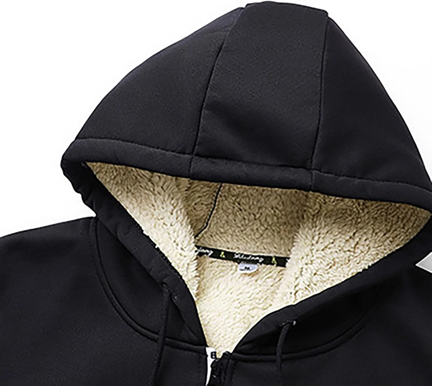Fleece Hoodie for Men Solid Zip up Hooded Jacket Drawstring Hoodies Long Sleeve Warm Clothes Winter Thicken Coats