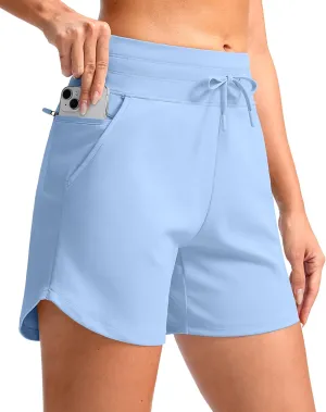 G Gradual Women's 5" Athletic Running Shorts with Zip Pockets Stretchy Quick Dry High Waisted for Workout Gym Hiking
