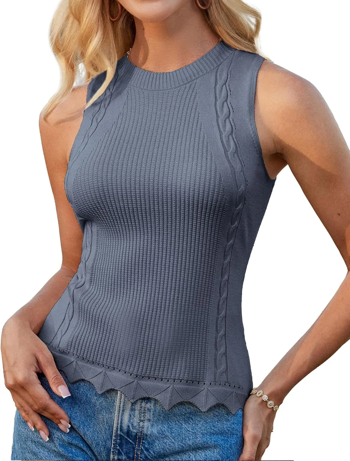 GRACE KARIN Womens Sweater Vest Summer Tank Tops 2025 Sleeveless Spring Casual Ribbed Knit Trendy Outfits