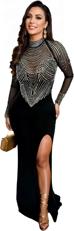 High Slit Sexy Evening Gowns Long Prom Dress for Women Formal Elegant