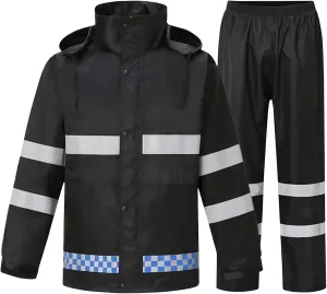 High Vis Rain Suits for Men Women Safety Waterproof Breathable Rain Coats Class 3 Reflective Strip Hi Vis Rain Gear