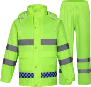 High Vis Rain Suits for Men Women Safety Waterproof Breathable Rain Coats Class 3 Reflective Strip Hi Vis Rain Gear