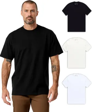 INTO THE AM Men's Heavyweight T Shirts for Men S - 3XL Boxy 100% Cotton Heavy Duty Thick Weight Tshirt
