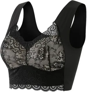 Lace Bralettes for Women Padded Seamless Comfort V Neck Bra U Back Push Up Lifting Wirefree Pullover Everyday Bras
