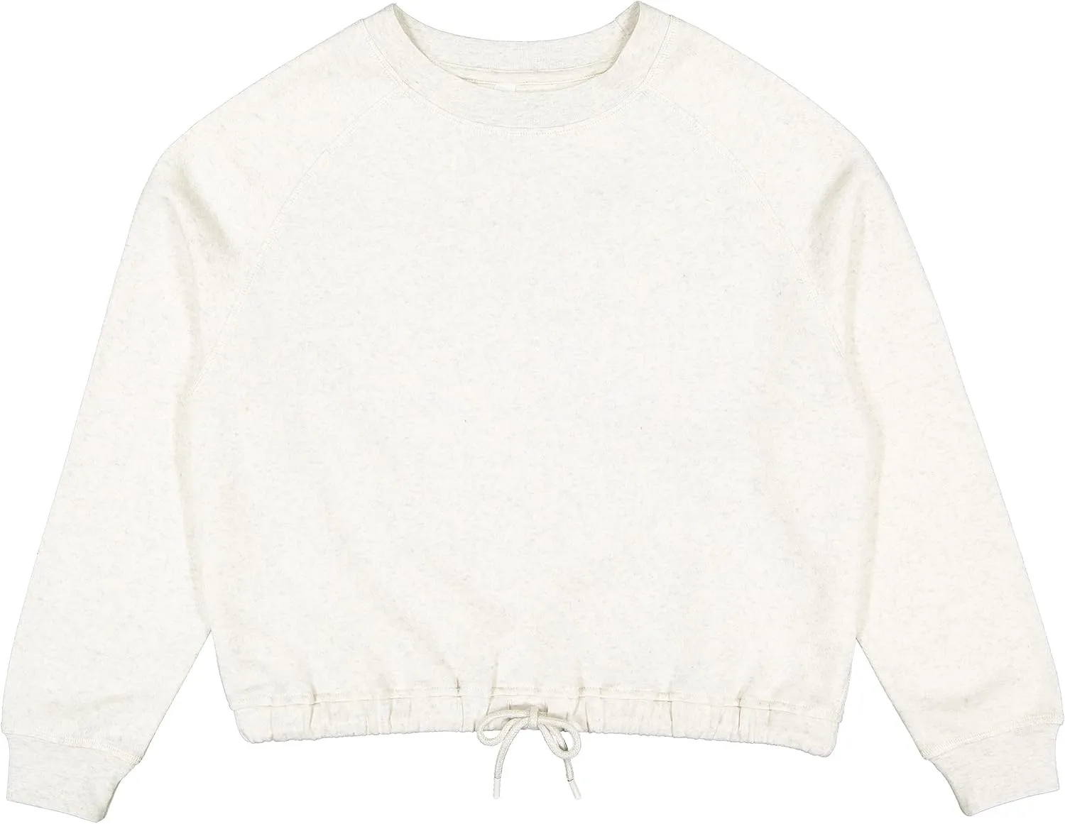 LAT Women Cropped Sweatshirt | Long Sleeve Pullover Fleece with Waist Drawstring, Natural Heather, Medium