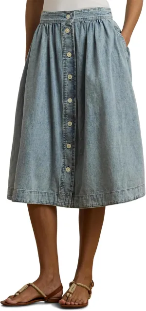 Lauren Ralph Lauren Women's Button-Front Denim Skirt