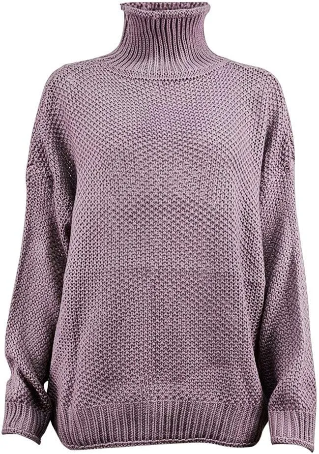 LCMTWX Long Sleeve Oversized Sweater Dress Solid Knitted Sweater Dresses Loose Turtleneck Oversize Loose Turtleneck