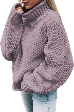 LCMTWX Long Sleeve Oversized Sweater Dress Solid Knitted Sweater Dresses Loose Turtleneck Oversize Loose Turtleneck