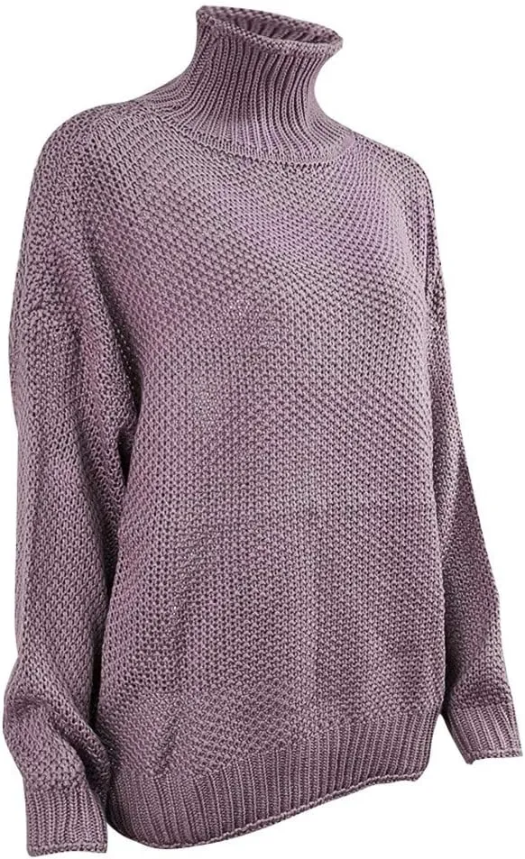LCMTWX Long Sleeve Oversized Sweater Dress Solid Knitted Sweater Dresses Loose Turtleneck Oversize Loose Turtleneck