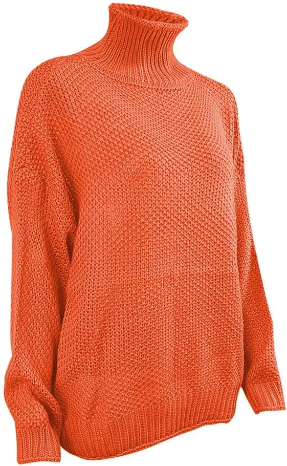 LCMTWX Long Sleeve Oversized Sweater Dress Solid Knitted Sweater Dresses Loose Turtleneck Oversize Loose Turtleneck