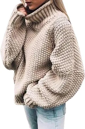 LCMTWX Long Sleeve Oversized Sweater Dress Solid Knitted Sweater Dresses Loose Turtleneck Oversize Loose Turtleneck