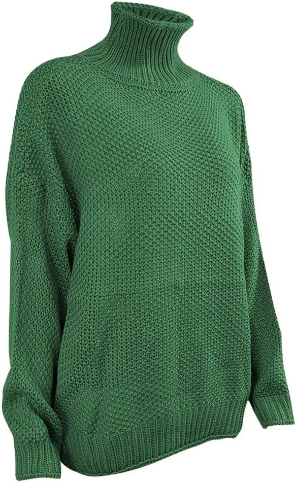 LCMTWX Long Sleeve Oversized Sweater Dress Solid Knitted Sweater Dresses Loose Turtleneck Oversize Loose Turtleneck