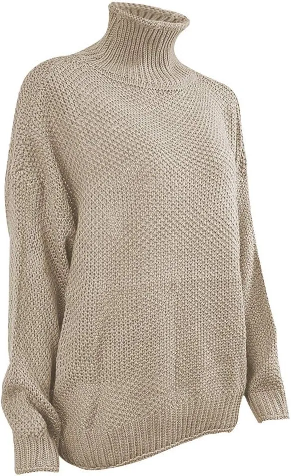 LCMTWX Long Sleeve Oversized Sweater Dress Solid Knitted Sweater Dresses Loose Turtleneck Oversize Loose Turtleneck