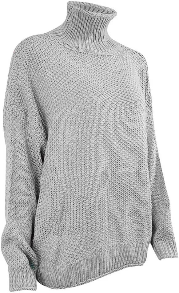 LCMTWX Long Sleeve Oversized Sweater Dress Solid Knitted Sweater Dresses Loose Turtleneck Oversize Loose Turtleneck