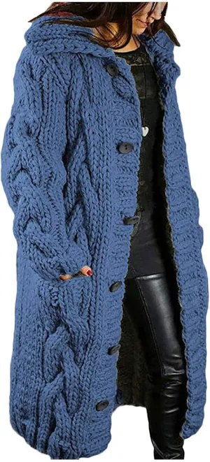 LCMTWX Sweater Dress for Women Sleeves Long Size Hood Coat Pocket Large Women Breasted Women's Long Sleeve Oversized