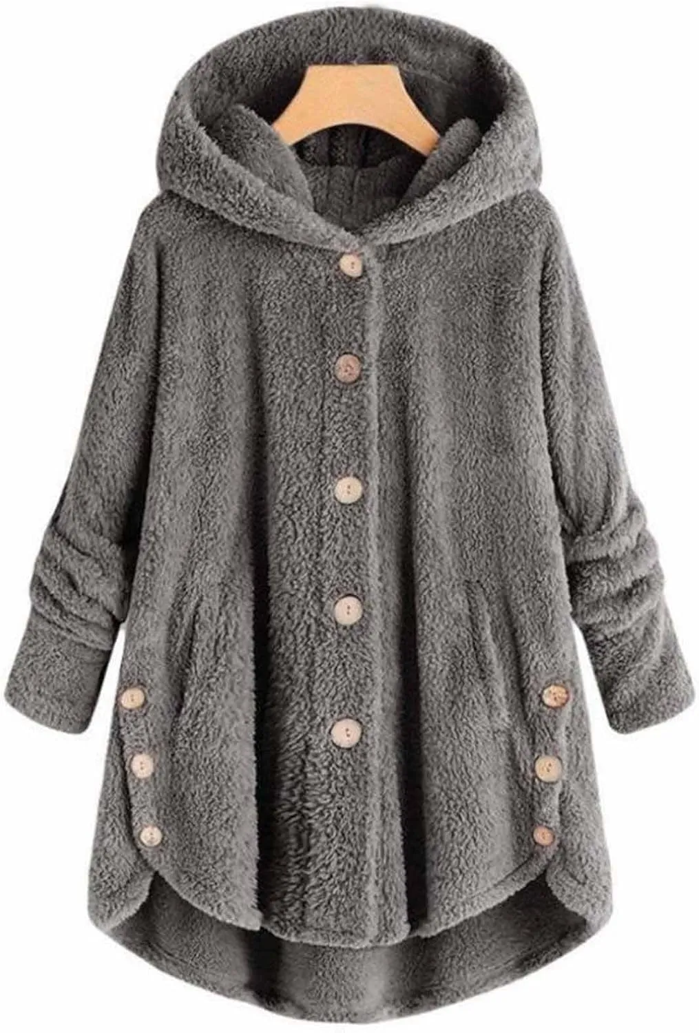LCMTWX Winter Coats Coats Warm Plush Hooded Jackets Up Button Cardigan Trendy Plaid Fuzzy Outerwear Womens Fall Jackets