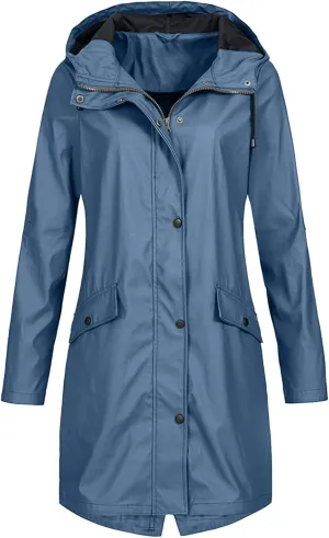 LCMTWX Womens Fleece Lined Raincoat Slim Casual Thicker Fashion Women's Coat Hooded Trench Coats Rain Jacket Womens With