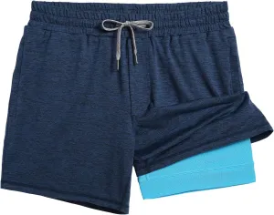 maamgic Mens 2 in 1 Running Shorts, 5" Gym Short with Zip Pockets, Quick Dry Workout Athletic Shorts for Men