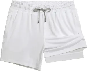 maamgic Mens 2 in 1 Running Shorts, 5" Gym Short with Zip Pockets, Quick Dry Workout Athletic Shorts for Men
