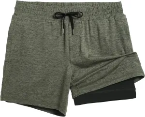 maamgic Mens 2 in 1 Running Shorts, 5" Gym Short with Zip Pockets, Quick Dry Workout Athletic Shorts for Men