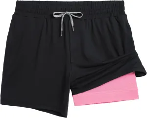 maamgic Mens 2 in 1 Running Shorts, 5" Gym Short with Zip Pockets, Quick Dry Workout Athletic Shorts for Men