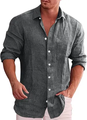 Mens Button Down Shirts Casual Long Sleeve Shacket Jacket Casual Lapel Collar Trucker Shacket Jacket Lightweight Jacket