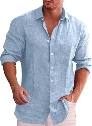 Mens Button Down Shirts Casual Long Sleeve Shacket Jacket Casual Lapel Collar Trucker Shacket Jacket Lightweight Jacket