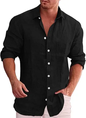 Mens Button Down Shirts Casual Long Sleeve Shacket Jacket Casual Lapel Collar Trucker Shacket Jacket Lightweight Jacket