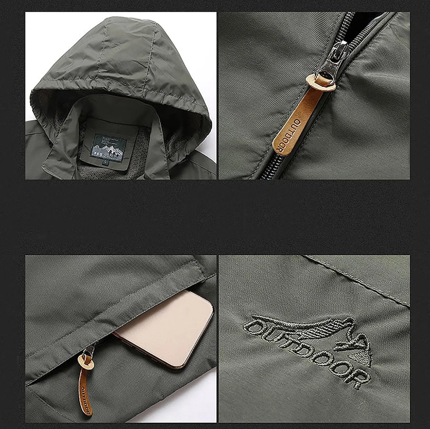 Mens Rain Coats Waterproof with Hood Rain Jacket Lightweight Rain Pullover for Hiking Golf Running