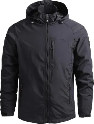 Men's Rain Jacket Water proof Breathable Windbreaker Raincoat with Hood Men's Sports Jackets Lightweight Rain