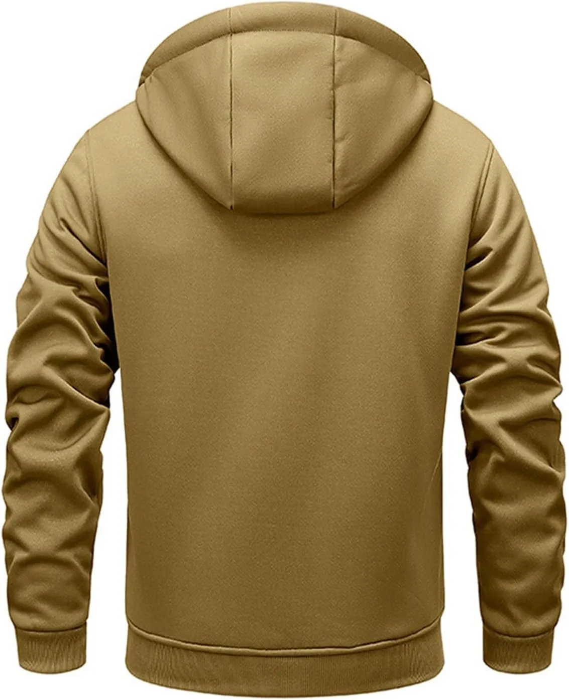 Men's Warm Fleece Lined Coat 2024 Fall Winter Fashion Thick Jacket Zip Pocket Tops Casual Drawstring Hooded Jackets